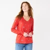 Petite Sonoma Goods For Life® Everyday Long Sleeve V-Neck Top 1 Petite Sonoma Goods For Life® Everyday Long Sleeve V-Neck Top -Sonoma Goods For Life Shop 6264436 Red Scatter Floral
